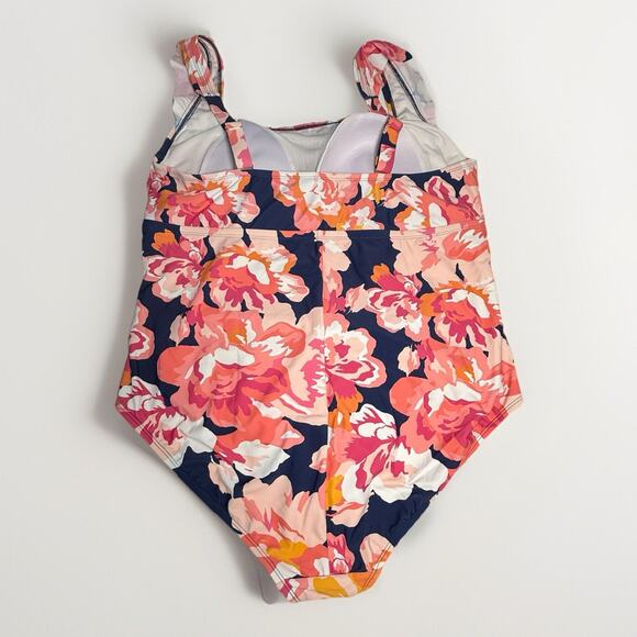 Kona Sol Swimsuit One-Piece Women’s Size 20 Floral Print Ruched Adjustable Strap - Picture 4 of 10
